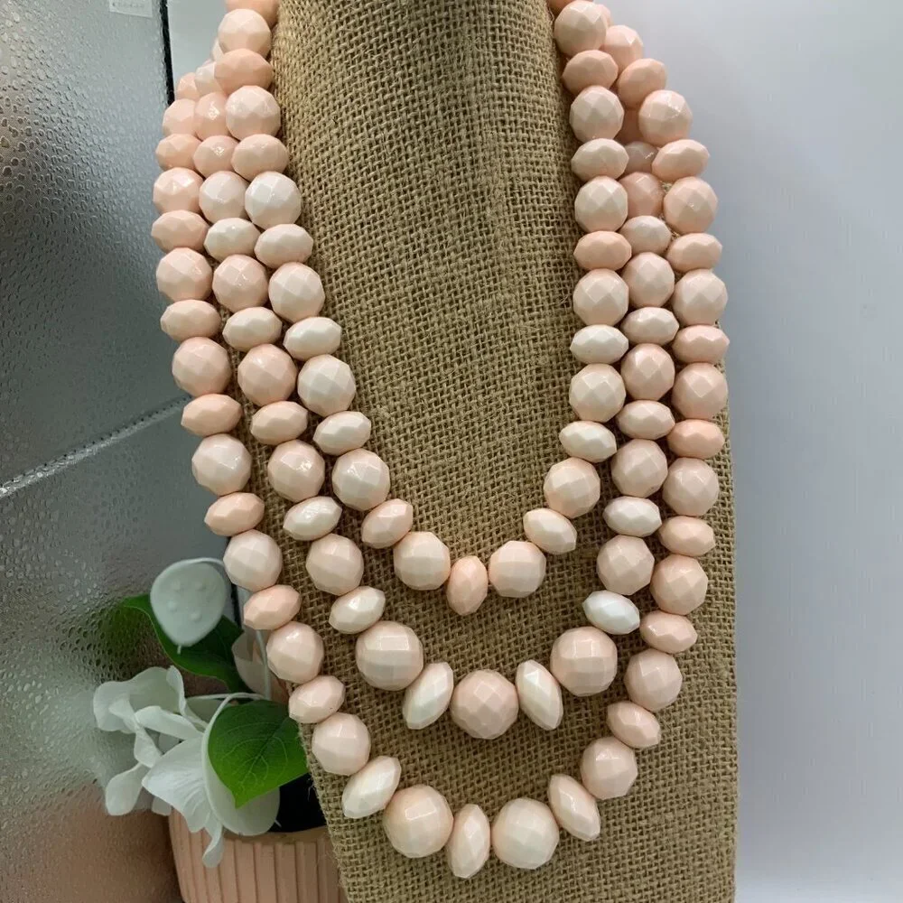 SugarFix Cotton Candy Three Stranded Faceted Acrylic Beaded Necklace